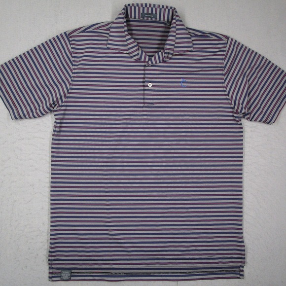 turtleson Other - Turtleson Mens Performance Polo Shirt Large Striped Blue Purple Pink Golf S/S